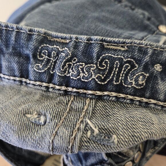 Miss Me JP5135BCL Straight Leg Distressed Jeans Size 29 Blue Studded Rhinestone - Picture 7 of 7